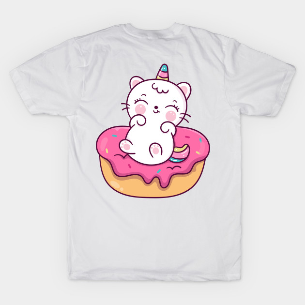 Cute Unicorn cat cartoon Kawaii animal on donut by Vividdiy8